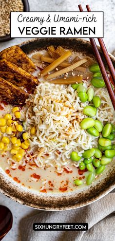 miso ramen Quick Ramen, Veggie Ramen, Healthy Ramen, Ramen Recipes Easy, Bowl Of Noodles, Easy Ramen, Vegan Diet Recipes, Tofu Recipes Vegan, Vegan Noodles