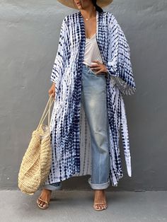 Boho Rocker Chic Style, Outfit Kimono, Africa Clothes, Coastal Clothing, Outfit Jean, Women Kimono, Kimono Boho, Plus Size Boho