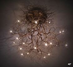 a chandelier with lights hanging from it's branches