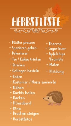 an orange poster with some animals and words in the center, including leaves on it