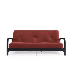 Cleo Black Metal Arm Full Size Futon Frame - Red - Full Blue Futon, Mattress Room, Metal Futon, Full Size Futon, Sofa Bed Frame, Metal Sofa, Futon Frame, Sleeper Bed, Foldable Mattress