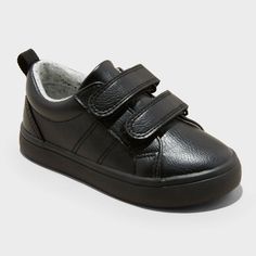 Add some dressy vibes to your little one's shoe wardrobe with these Dino Sneakers from Cat & Jack™. These solid-color sneakers boast a faux-leather upper, round toe, and soft fabric insole and lining. Enhanced with a double-strap front with hook-and-loop fastening, the shoes lend an adjustable fit to keep your toddler comfortable all day. Cat & Jack™: Designed for all children so you can trust it's made for yours. Plastic Heels, Shoe Wardrobe, Rubber Shoes, Baby Shorts, Cat & Jack, Jack Black, Short Girls, Toddler Boys, Toddler Outfits