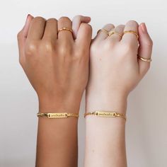 Dainty and masculine, this engravable id bracelet features a sleek bar on a cuban chain. Perfect for layering with other bracelets or worn alone. Gold Vermeil (Thick layer of Gold plated over Sterling Silver) Plate measurement: Width 1in (2.6cm) x Height 0.2in (0.5cm) Italian Figaro chain, width 1.5mm Length: 6-7in (15-18cm), 7-8in(18-20cm) Laser Engraving Handcrafted in NYC Hypoallergenic, lead and nickel free #B191 His And Hers Bracelets, Sleek Bar, Figaro Chains, Figaro Chain, Id Bracelets, Cute Necklace, Cuban Chain, Gold Vermeil, Laser Engraving