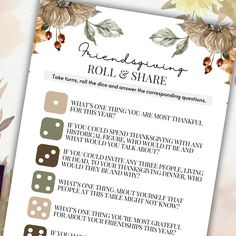 a printable wedding roll and share game with flowers on the side, in front of a white background