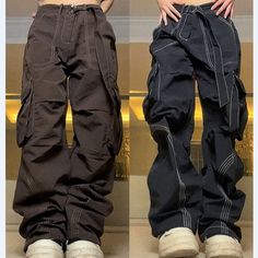 Product information : Main fabric composition: cotton Content of main fabric components: 97(%) Trouser leg style: straight tube Style details: buckle belt decoration Style: Casual/Street/Hip Pop/Vintage/Y2K/PunkDescription:Elegant yet edgy. these... Y2k Baggy Pants With Belt Loops, Y2k Wide Leg Pants With Belt Loops, Y2k Style Bottoms With Belt Loops For Fall, Y2k Bottoms With Belt Loops For Fall, Y2k Fall Bottoms With Belt Loops, Brown Cotton Cargo Jeans With Belt Loops, High Waist Brown Cargo Pants With Belt Loops, Brown High Waist Cargo Pants With Belt Loops, Brown High-waisted Cargo Pants With Belt Loops