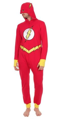 Barry Allen The Flash Hooded One Piece Pajama-tvso Dc Bumblebee, Barry Allen The Flash, One Piece Hoodie, Sleep Sets, Dc Comics Superheroes, Barry Allen, Mens Sleepwear, Sleep Wear, One Piece Pajamas