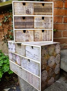 an old dresser with many drawers on it