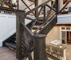 the stairs are made from wood and metal