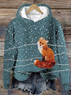 Fox Hoodie, Bikinis Crochet, Crochet Hoodie, Fox Lover, Fox Print, Crochet Motifs, Hoodie Outfit, Red Fox, Dog Print