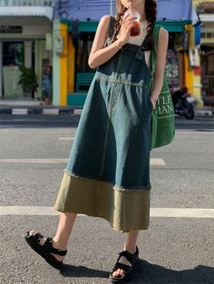 Faster shipping. Better service Style Denim Dress, Womens Denim Dress, Denim Clothing, Denim Overall Dress, Womens Denim, Kinds Of Clothes, Cotton Bottoms, Denim Overalls, Overall Dress