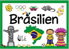 the word brasil written in spanish with pictures of different countries and their names on it