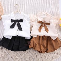 Baby Kid Toddler Girl Casual Bowknot Short Sleeve Shirt+Pants Outfit Clothes Set | eBay