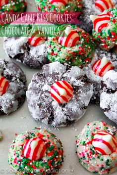 candy cane kiss cookies with chocolate and vanilla