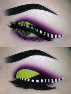 Halloween Eyeshadow, Pelottava Halloween, Costumes Scary, Beetlejuice Makeup, Holloween Makeup, Beetlejuice Halloween, Cute Halloween Makeup, Cool Halloween Makeup, Costumes Couples