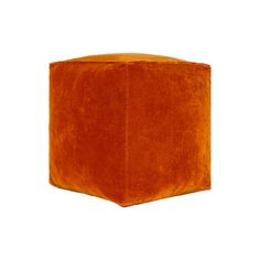 an orange velvet cube on a white background