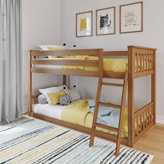 there is a bunk bed with two sets of ladders on the top and bottom