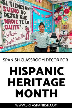 Spanish Bulletin Board Ideas High Schools, Sel Bulletin Board Ideas High School, Hispanic Bulletin Board Ideas, Mexican Classroom Decor, Bulletin Board Ideas Spanish, Spanish Heritage Month Bulletin Board, Spanish Bulletin Board Ideas, Spanish Classroom Door, Hispanic Heritage Month Decorations