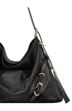 New to Givenchy, this belted leather hobo combines elevated sophistication with creative director Matthew Williams's hardware-heavy aesthetic. Open top Adjustable shoulder strap Interior zip pocket Leather Made in Italy Designer Handbags Sneaker Jewelry, Metal Engraving, Leather Hobo, Open Top, Small Leather Goods, Fashion Essentials, Metal Buckles, V Shape, Leather Shoulder Bag