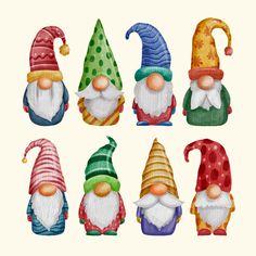 the gnomes are all different colors and sizes