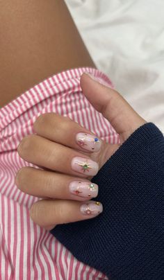 Starry Nails, Minimal Nails, Cute Gel Nails, Soft Nails, Gem Nails, Manicure Y Pedicure, Nail Art Ideas, Funky Nails