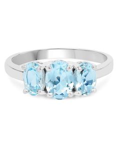 1.97ctw Natural Sky Blue Topaz Rhodium Plated 925 Sterling Silver Three-Stone Ring View 3 Sky Blue Topaz, November Birthstone, Three Stone Rings, Three Stone, Sterling Silber, Stone Rings, Rhodium Plated, Blue Topaz, Citrine