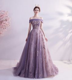 Prom Masquerade, Ball Dance, Purple Tulle, Dreamy Gowns, Queen Dresses, A Line Prom Dress, Purple Prom, Tiffany Hwang, Prom Dress Evening