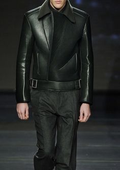 monsieurcouture: Z Zegna F/W 2011 Leather Jacket Styles, Mens Leather Jacket, Men's Uniforms, Workwear Vintage, Textured Jacket, Mens Fashion Inspiration