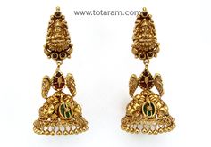 22 Karat Gold "Lakshmi - Peacock" Jhumkas (Buttalu)- Gold Dangle Earrings with Color Stones & Beads(Temple Jewellery)

Enhance Your Beauty with our 22 Karat Gold "Lakshmi - Peacock" Jhumkas!    Indulge in the rich tradition of Indian craftsmanship with our exquisite Gold Dangle Earrings. Adorned with Color Stones & Beads, these Temple Jewellery Jhumkas are a timeless piece that will elevate your style to new heights. The intricate design of the Peacock symbolizes grace and beauty Luxury Chandbali Temple Jewelry Earrings, 22k Gold Jhumkas For Ceremonial Navratri, 22k Gold Peacock Design Earrings For Ceremonial Occasions, 22k Gold Peacock Design Earrings For Ceremonial, 22k Gold Temple Jewelry Jhumkas For Ceremonial Occasions, Ceremonial Temple Jewelry 22k Gold Jhumkas, Ceremonial 22k Gold Peacock Earrings, Ceremonial 22k Gold Temple Jewelry Jhumkas, 22k Gold Chandbalis With Latkans Temple Jewelry