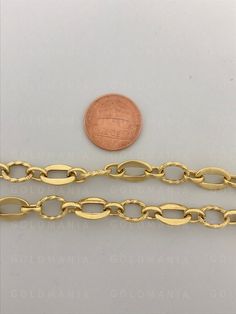 "14K Yellow Gold Oval Link Necklace, Shiny and Textured, 18\" Inch, 8.3mm Thick, Real Gold Chain, Oval Link Chain, Thick Gold Chain, Woman 18\" -6.3 Gram Metal: 14K Yellow Gold Hollow Gold Necklace NOT PLATED/ NOT FILLED/ NOT SILVER FREE SHIPPING IN THE USA on all orders 30 Day Return Hassle Free Weight and measurements are approximate and may not always be exactly as stated . At GoldMania we are first of all committed to environmental responsibility. We guarantee that the silver, platinum, pall Real Gold Bracelet, Thick Gold Chain, Real Gold Chains, Herringbone Necklace, Gold Rope Chains, Rope Necklace, Gold Polish, Chain Link Necklace, Link Necklace