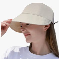 Womens Sun-Visor-Hat For Girls Ladies Wide-Brim-Foldable Beach Sun-Hat Summer Uv-Protection Baseball-Cap Color: Beige Lightweight Beige Sun Cap, Packable White Sun Hat For Travel, White Lightweight Bucket Hat, White Cap Visor For Beach, Beige Visor Bucket Hat, Lightweight White Sun Hat With Uv Protection, Adjustable White Bucket Hat For Warm Weather, Beige Summer Hat For Outdoor Activities, Adjustable White Packable Hat