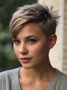 Shaved Pixie Cut, Shaved Pixie, Short Spiked Hair, Short Shaved Hairstyles, Crop Hair, Plank Challenge, Spiked Hair, Short Hair Undercut