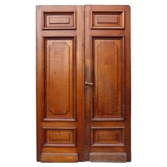 an old wooden double door on a white background