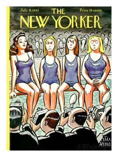 an advertisement for the new yorker featuring four women in bathing suits