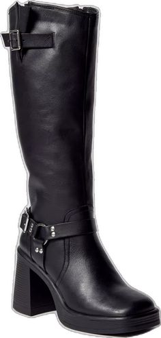 Modern Wide Calf Leather Boots, Leather Moto Mid-calf Boots For Fall, Wide Calf Stacked Heel Moto Ankle Boots, Wide Calf Ankle Moto Boots With Stacked Heel, Leather Moto Boots With Block Heel For Work, Leather Block Heel Moto Boots For Work, Edgy Wide Calf Leather Knee-high Boots, Edgy Leather Knee-high Boots With Wide Calf, Modern Leather Moto Boots With Square Toe