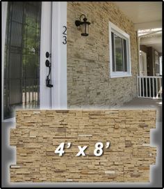 the number four is placed next to an image of a brick wall and door with numbers on it