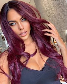 Multi Color Hair Ideas, Sultry Winter, Summer Hairdos, Raspberry Hair, Magenta Hair Colors, Espresso Hair Color, Wine Hair Color