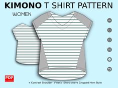 a women's t - shirt pattern with stripes on the front and back side