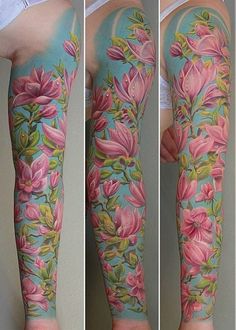 this is an image of a woman's leg with flowers painted on her legs