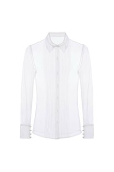 The shirt exudes a liberal style and brings a relaxed feeling to the wearer at the time with a see-through design. Possesses a high applicability the shirt can appear on every occasion with many styles. Product Details - Product type: Shirt- Material: Polyester Spandex- Long sleeves- Folded collar- Button line- See-through- Front pleats- Not included tie- Length: 65cm Size & Fit - Model wears size: S- Model measurement: 84-64-92, 172cm Care Instruction - The product should be dry clean- Handwash only and wash separately- Iron with low heat and do not iron decoration- Dry in the shade- Do not bleach- Do not tumble dry- Do not wring White Shirt With 3/4 Sleeves And Button Closure, Polyester Shirt, Mean Blvd, Tie Length, Iron Decoration, Iron Decor, S Models, Designer Collection, Online Fashion