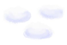 three clouds are shown in the sky on a white background