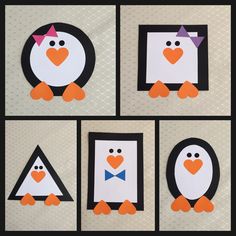 penguins made out of paper with hearts on them