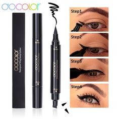 Just found this amazing item on AliExpress. Check it out! $3.58 | Docolor Black Liquid Eyeliner Stamp Marker Pencil Waterproof Stamp Double-ended Eye Liner Pen Cosmetic Eyeliner Eyeliner Tutorial Liquid Liner, Eyeliner Tutorial Liquid, Cat Eye Eyeshadow, Eyeliner Marker, Stamp Eyeliner, Black Liquid Eyeliner, Eyeliner Shapes, Powdered Eyeliner