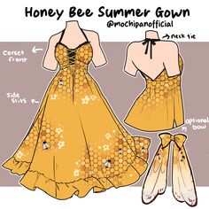 the honey bee summer gown is shown with instructions for how to sew it and how to use it