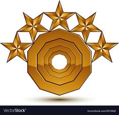 an abstract golden medal with five stars