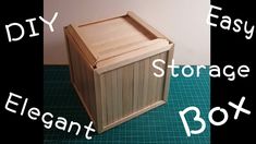 a wooden storage box with the words diy easy and storage on it