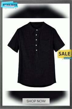 Men's Linen Shirt Summer Shirt Casual Shirt Beach Shirt Henley Spring Summer Short Sleeve Black White Navy Blue Plain Outdoor Street Clothing Apparel Button-down Summer Casual Collar Short Sleeve Shirt With Buttons, Summer Short Sleeve Shirt With Casual Collar, Casual Collar Short Sleeve Shirt For Summer, Summer Shirt With Casual Collar And Buttons, Solid Color Short Sleeve Shirt With Buttons For Summer, Collared Beach Shirt With Placket, Solid Short Sleeve Shirt With Buttons For Summer, Solid Color Camp Shirt With Buttons For Summer, Summer Button-up Shirt With Buttons