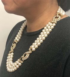 For Sale on 1stDibs - VAN CLEEF & ARPELS Diamond, Multi-Strand Pearl Necklace. An 18k yellow gold necklace, set with diamonds and multi-strand of pearls Diamond weight approx. Goa Jewellery, Van Cleef Arpels Diamond, Multi Strand Pearl Necklace, Van Cleef And Arpels Jewelry, Van Cleef And Arpels, Yellow Gold Necklace, Gold Necklace Set, Van Cleef Arpels, Pearl Diamond