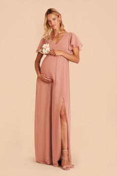 With an empire waist for a baby bump, our Hannah bridesmaid dress is the pick for you. Available in Dusty Rose. A sleeved empire gown that's baby-bump friendly. | Dusty Rose Bridesmaid Dress Chiffon Size XS | Birdy Grey Hannah Empire Bridesmaid Dress Chiffon, Taupe Bridesmaid Dresses, Blush Pink Bridesmaid Dresses, Maternity Bridesmaid Dresses, Convertible Bridesmaid Dress, Birdy Grey, Blush Bridesmaid Dresses, Sleeveless Bridesmaid Dresses, Dusty Rose Dress