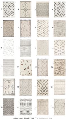 the different types of rugs that are available in various sizes and colors, including beige