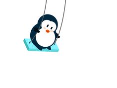 a penguin is swinging on a swing